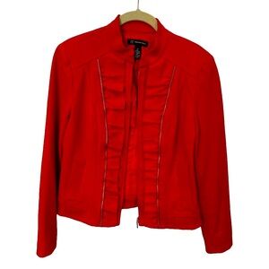 INC Red Ruffled‎ Front Zip Jacket M